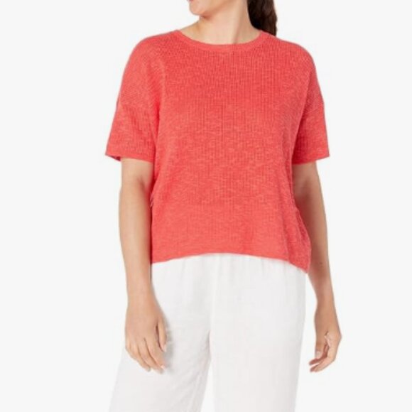 NWT EILEEN FISHER WTMLN Linen Jewel NK Pullover Size S/P - Picture 1 of 7